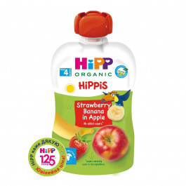 Фруктовое органическое пюре HiPP HiPPiS Яблуко-Клубника-Банан 100 г