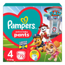 Подгузники-трусики Pampers Active Baby Pants Paw Patrol Размер 4 (9-15 кг) 72 шт