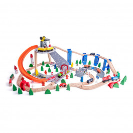 Игровой набор Woody Железнодорожный путь с краном 130 эл