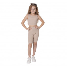 Комплект Mevis Майка Шорты Stretching workout beige, р. 134