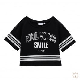 Футболка BluKids Organic Cotton Girl vibes smile black, р. 146