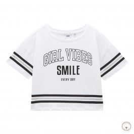 Футболка BluKids Organic Cotton Girl vibes smile white, р. 140