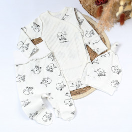 Комплект Flamingo Боди Ползунки Шапочка 433-118 Milk, р. 50