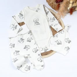 Комплект Flamingo Боди Ползунки Шапочка 433-118 Milk, р. 62