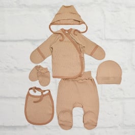 Комплект Blanka 110732 Распашонка Штаны Шапка Чепчик Слюнявчик Царапки Beige, р. 62