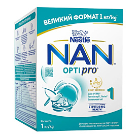 Дитяча суха суміш початкова NAN 1 Optipro з 5 олігосахаридами та L. Reuteri для дітей від 0 до 6 місяців 1000 г