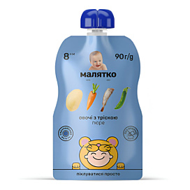 Пюре Малятко Овочі з тріскою 90 г