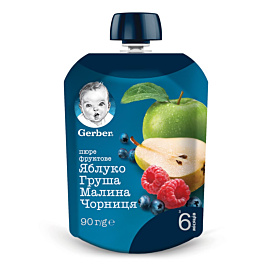 Пюре Gerber Яблуко Груша Малина Чорниця 90 г