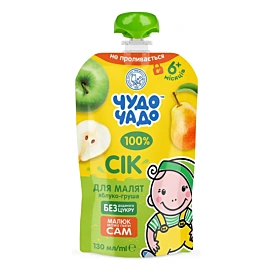 Сік із м'якоттю Чудо-Чадо Яблучно-грушевий 130 г
