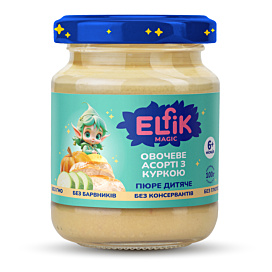 Пюре Elfik Magic Овочеве асорті з куркою 100 г