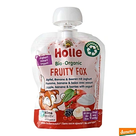 Пюре органічне Holle Fruity Fox Яблуко Банан Ягоди Йогурт 85 г