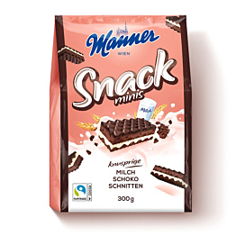 Вафлі Manner Snack Minis із молочно-шоколадним кремом 300 г
