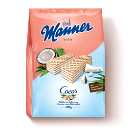 Вафлі Manner Coconut Cream з кокосовим кремом 400 г