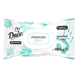 Дитячі вологі серветки Dada Premium Soft 100 шт
