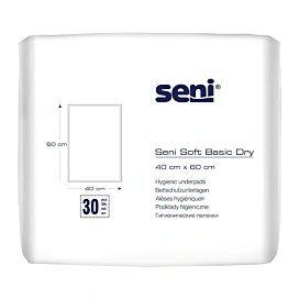 Пелюшки одноразові всмоктуючі Seni Soft Basic Dry 40х60, 30 шт