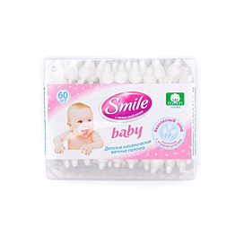 Ватні палички Smile baby з обмежувачем 60 шт