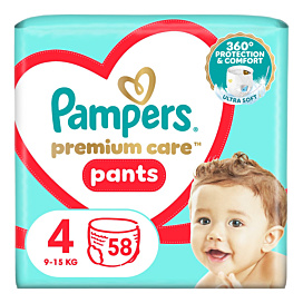 Підгузки-трусики Pampers Premium Care Pants Розмір 4 (9-15 кг) 58 шт