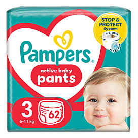 Підгузки-трусики Pampers Active Baby Pants Розмір 3 (6-11 кг) 62 шт