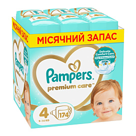 Підгузки Pampers Premium Care Розмір 4 (9-14 кг) 174 шт