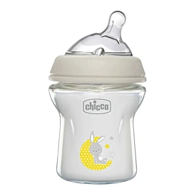 Скляна пляшечка для годування Chicco Natural Feeling Bunny 150 мл