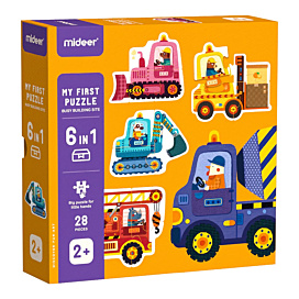 Пазл 6 в 1 Mideer My First Puzzle Busy Building Site 28 ел