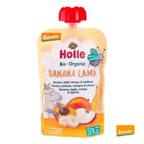 Пюре органічне Holle Banana Lama Банан Яблуко Манго Абрикос 100 г - 1