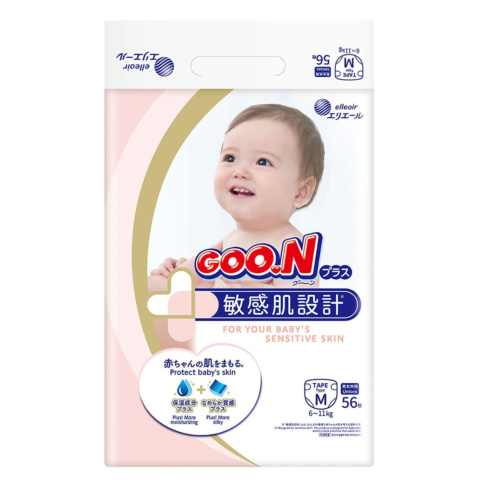 Підгузки GOO.N Plus розмір М (6-11 кг) 56 шт - 1