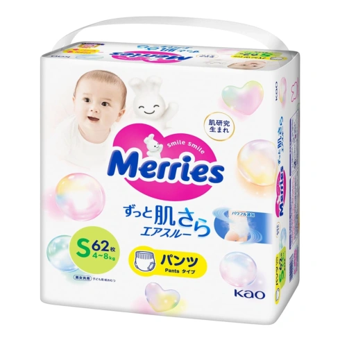 Підгузки-трусики Merries S (4-8 кг) 62 шт - 1
