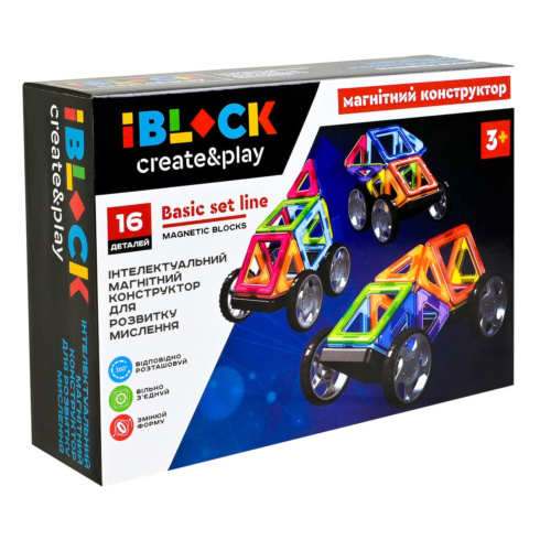 Магнітний конструктор IBlock Create and Play 16 ел - 3