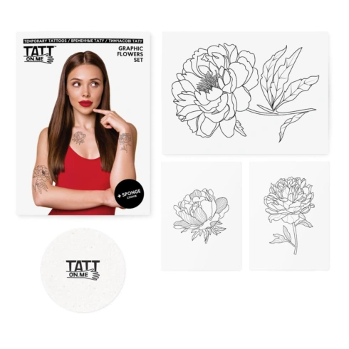 Набір тимчасових тату TATTon.me Graphic flowers set - 3
