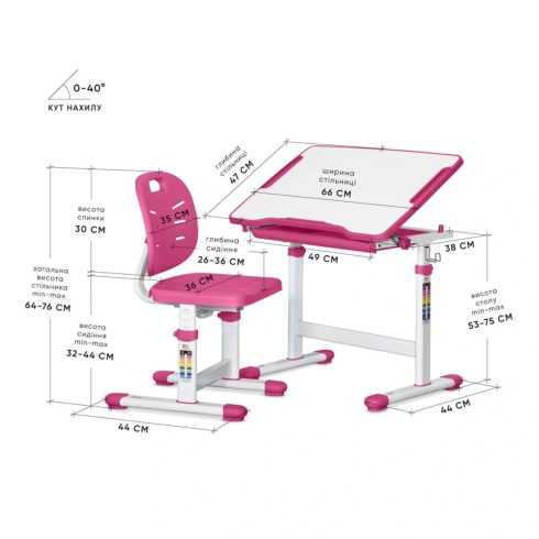 Комплект Evo-kids Стіл Стілець Evo-06 Plus Pink - 3