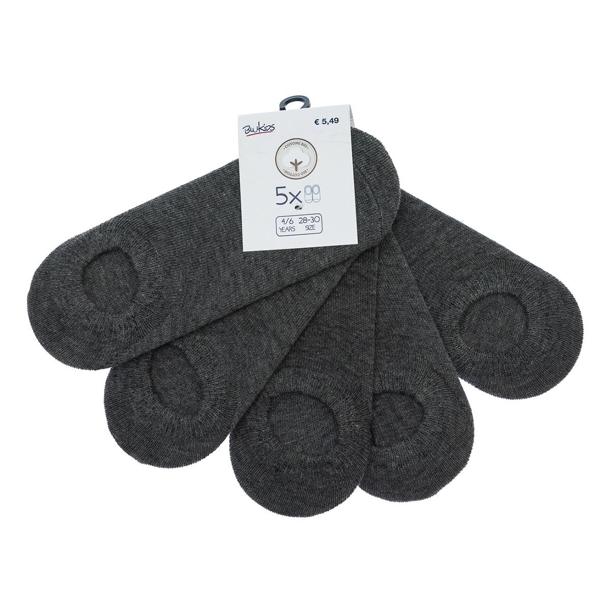 

Носки-следы BluKids Bio Cotton Anthracite 5 пар, р. -30 5707534 ТМ: BluKids, Серый, 5707534