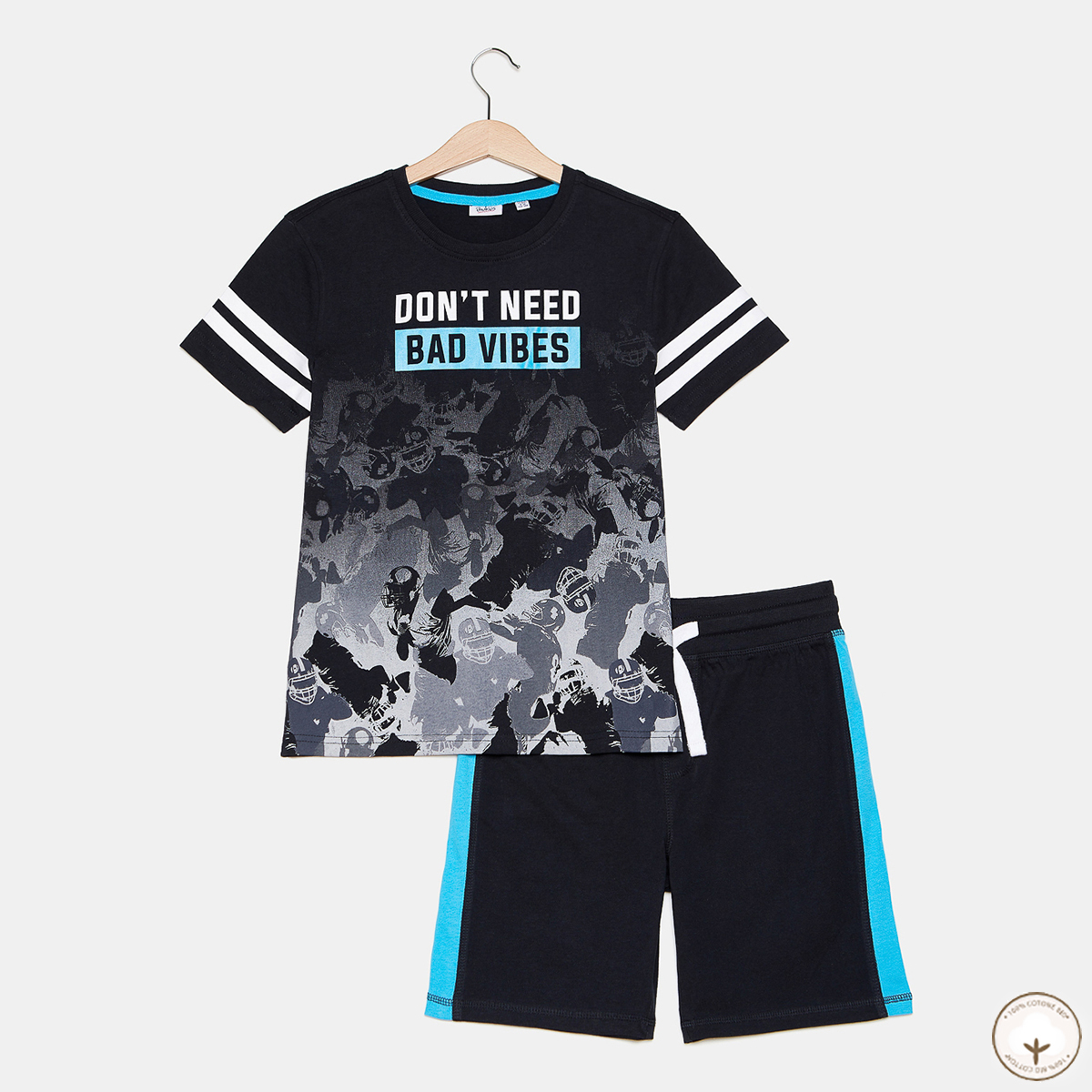 

Комплект BluKids Bio Cotton Don`t need Bad vibes, р.  5709508 ТМ: BluKids, Черный с синим, 5709508