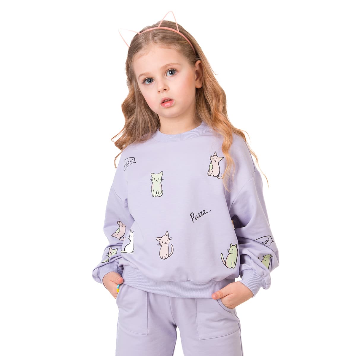 

Свитшот Mevis Mini Meow Lilac, р.  4555 ТМ: Mevis, Фиолетовый, 4555