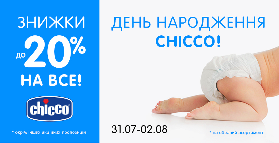 До дня народження Chicco - знижки до -20%!