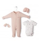Комплект Bebetto Чоловічок Боді Шапка Царапки Pink Wings, р. 62
