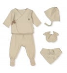 Комплект Bebetto Льоля Повзунки Шапочка Царапки Слинявчик Z1010 Beige, р. 62