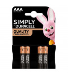 Батарейка лужна Duracell Simply AAA 1.5 V LR03/MN2400 AAA 1.5 V4 шт