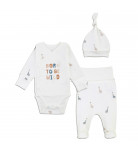 Комплект Flamіngo Giraffe White шапочка боді повзунки, р. 50