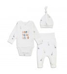 Комплект Flamіngo Giraffe White шапочка боді повзунки