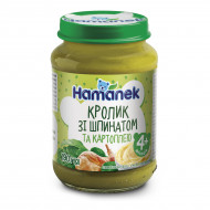 Пюре м'ясне з овочами Hame Hamanek Кролик зі шпинатом і картоплею, 190 г