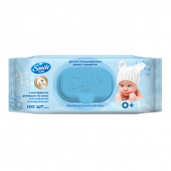 Вологі серветки Smile baby з екстрактами ромашки і алое 0+ 100 шт