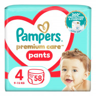 Підгузки-трусики Pampers Premium Care Pants Розмір 4 (9-15 кг) 58 шт