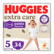 Підгузки-трусики Huggies Extra Care  5 (12-17 кг), 34 шт