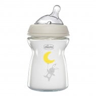Скляна пляшка Chicco Natural Feeling Color із похилою силіконовою соскою 0 м+, 250 мл