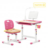Комплект Стіл Стілець Evo-Kids Evo-17 Ergo Pink з лампою