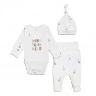 Комплект Flamіngo Giraffe White шапочка боді повзунки