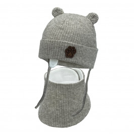 Комплект Elf-kids Шапка Манішка Animal tracks beige, р. 40