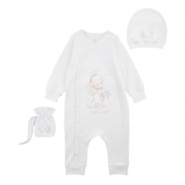 Комплект Flamingo Комбінезон Шапочка Мішечок 123-212 Milk, р. 74